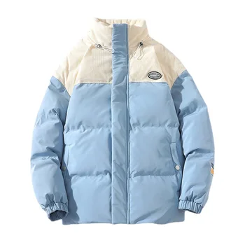 Kış Kadın Ekmek Parkas Soğuk Koruma Gevşek Dış Giyim Mavi Pamuk-Yastıklı Ceketler Patchwork Kadife Kalınlaşmak Termal Ceket M-4XL