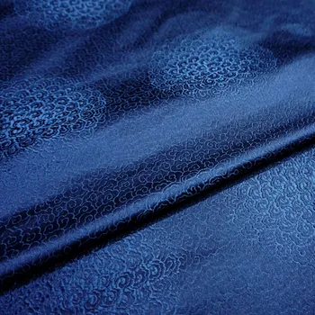 Mavi Brokar Şam Jakarlı Kumaş Giyim Döşemelik Yastık Perde DIY Giyim Patchwork Malzeme metre