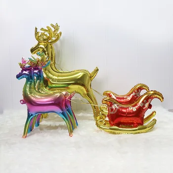Merry Christmas 3D Ayakta Elk Kızak Balonlar Seti Serisi Modelleme Alüminyum Film Balon yılbaşı dekoru Ev İçin Noel Süs