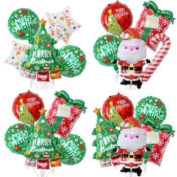 Merry Christmas Folyo Balonlar Noel Baba Noel Ağacı Hediye Paketi Globos 5 ADET Noel Dekorasyon Ev İçin Yeni Yıl 2022 Navidad