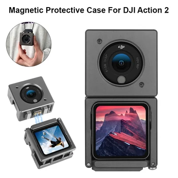Metal Manyetik Kılıf DJI Eylem 2 Kamera Alüminyum Alaşımlı koruma kapağı DJI Action2 Spor Kamera Aksesuarları