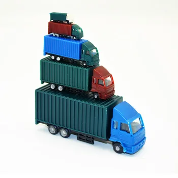 Model Araba Çoklu Oranları Konteyner Kamyon Oyuncaklar ABS Plastik Tren Düzeni İçin 5 adet Kum Masa Mini Simülasyon Yapı Diorama