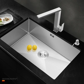 Mutfak lavabo hiçbir kurşun el yapımı fırçalanmış 304 paslanmaz çelik 3mm kalınlığı tek kase bar sayacı mutfak lavabo