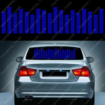 Müzik Ritim Ses Mavi LED Araba Ses Aktif flaş ışığı Sticker Sensörü Ses Ekolayzır Arka ön cam etiketi