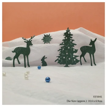Noel Ağacı, Geyik ve Küçük Tavşan Kirpi Metal Kesme Ölür DIY Tebrik karton kutu El Sanatları Kabartma Yapma