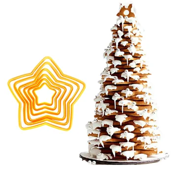 Noel ağacı kurabiye kesici kalıp Beş Köşeli yıldız şekli kek Bisküvi kesici kalıp 3D kek dekorasyon Aracı pişirme kalıp Noel 2023