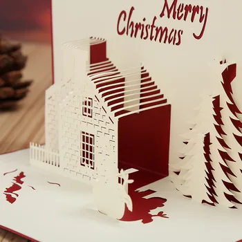 Noel Kale 3D Üç Boyutlu Yaratıcı İçi Boş Noel Kartı Yeni Yıl Tebrik Kartı Mutlu doğum Günü kartı Hediye Kartı