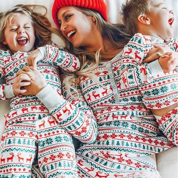 Noel pijama aile 2022New Yıl Anne Çocuk Baba oğul Kızı bebek Üst + Pantolon 2 ADET Noel Aile Eşleştirme Noel Pijama