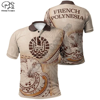 PLstar Cosmos Moda 3d Baskı Fransız Polinezyası erkek Tahiti polo gömlekler Yeni Tasarlanmış Yaz Kısa Kollu Marka Giyim P3