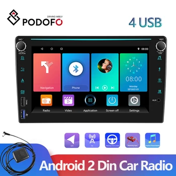 Podofo 2din Android Araba Radyo Alıcısı Stereo Çalar 8 İnç GPS Bluetooth Subwoofer Evrensel Volkswagen Nissan Toyota