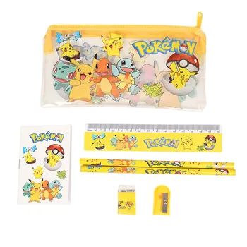 Pokemon Pikachu Anime Kırtasiye Seti Çanta çocuk Sevimli Karikatür Öğrenci Kalem Kutusu Kırtasiye Seti Şekil Oyuncaklar Doğum Günü Hediyeleri