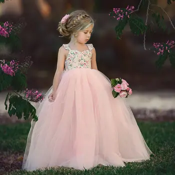 Prenses Bebek Kız Elbise Parti Doğum Günü Elbise Dantel Çiçek Vaftiz Vestido Infantil Yay Tül Gelinlik Yenidoğan Balo