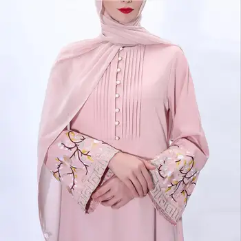 Ramazan Çiçek nakış Abaya Başörtüsü Müslüman Elbise kadın Kaftan Türk İslam Kaftan Robe Musulman Abaya İslam F992