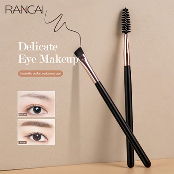 RANCAI 2 adet Açılı Kaş Fırçası Eyeliner Kirpik Kaşları Tarak Güzellik Aracı Profesyonel Makyaj Fırçalar Göz Kaş Karıştırma