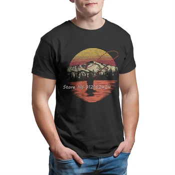 Retro Vintage Sinek Balıkçılık Sinek Balıkçı T Shirt Erkek T Shirt Yaz Pamuk Tişört Tees Streetwear
