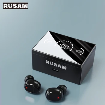 RUSAM RS32 Bluetooth Kulaklıklar TWS Kablosuz Kulaklık Dokunmatik Kontrol Kulakiçi V5. 2 Bluetooth HD Çağrı Kulaklık Tüm Akıllı Telefon için