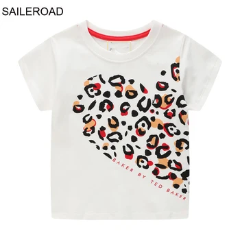 SAILEROAD Yaz Erkek Giysileri Kısa Kollu pamuklu tişört Karikatür Leopar Baskılı Bebek Üstleri Kız Bebek Yürüyor Bluzlar T-shirt