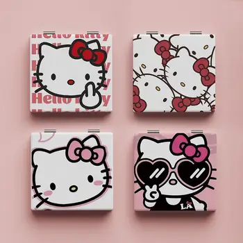 Sanrio Hello Kitty Sevimli Taşıma Uygun Katlanmış Çift Taraflı Desen makyaj aynası Öğrenciler Kızlar Hediye Stokta Yeni Ürünler