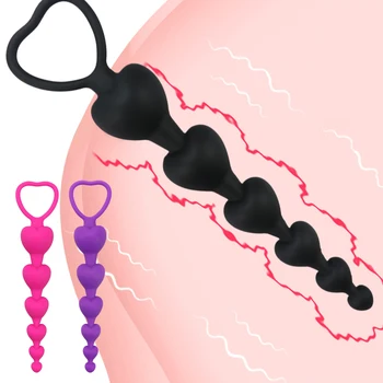 Silikon Anal Plug ile Mini Vibratör Kalp Boncuk G-Spot Uyarıcı Masaj Anüs Mastürbasyon Yetişkin Anal Seks Oyuncak Erkekler Kadınlar için