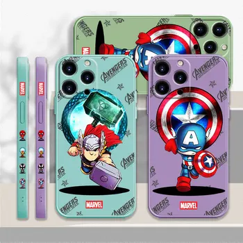 Silikon Yumuşak Marvel Thor Kaptan Amerika iPhone 13 Pro Max 6 12 XS 7 11X14 8 Artı XR SE2 5S Mini Orijinal Sıvı Coque