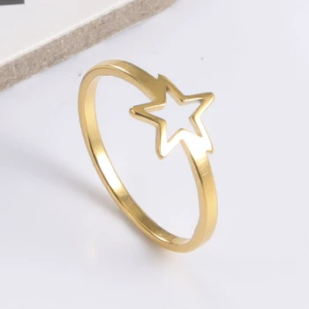 Skyrim Beş Köşeli Yıldız Yüzükler Kadınlar için Altın Renk Paslanmaz Çelik Düğün Parti Pentagram Yüzük Takı Sevgilisi için Hediye 2023
