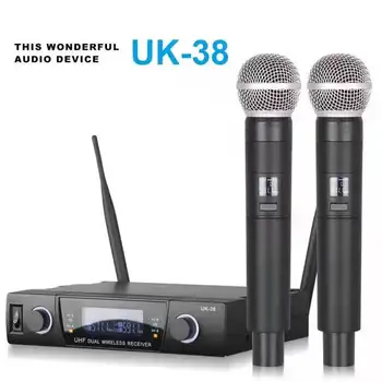 SM58 UK-38 Çift Kablosuz Mikrofon Sistemi Sahne Performansları Karaoke Kilise Partisi için 2 Kolu Mikrofon