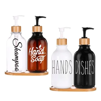 Sıcak 500ML Banyo Sabunluk şampuan şişesi Etiketleri Seti su geçirmez etiket Doldurulabilir Duş Jeli Sıvı Şişeleri Etiket