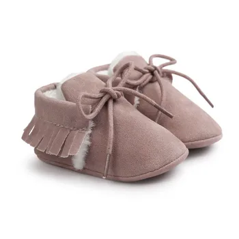 Sıcak Bebek Ayakkabıları Toddler İlk Yürüteç PU Deri Kış Bebek Moccasins Yenidoğan Erkek Kız gündelik ayakkabı 0-18M