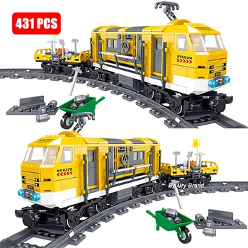 Teknik Şehir Serisi Demiryolu Bakım Tren RC Elektrik Fonksiyonu Motor Parçaları Seti oyuncak inşaat blokları Çocuklar için MOC Hediye