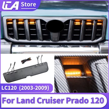 Toyota Land Cruiser Prado 120 2003-2009 için ön ızgara net ışık, lc120 orta Net dekoratif ışık modifikasyon aksesuarları