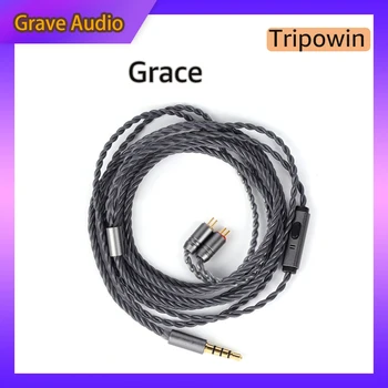 Tripowin Grace Ayrılabilir Kulaklık Kablosu Mikrofon ile 0.78 mm 2Pin Konektörü Gümüş kaplama Oksijensiz Bakır OFC Olina Mele