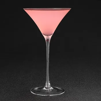 Trompet Martini Bardağı Japon Tarzı Kristal Üçgen Martini bardağı Uzun Kokteyl Cam Bardak Kore