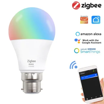 Tuya Zigbee 9W / 10W B22 Akıllı Ev LED Ampul Zamanlayıcı RGBCW Akıllı Lamba Ampuller App Tuya Akıllı Yaşam Alexa Google Ev