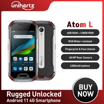 Unihertz Atom L güçlendirilmiş akıllı telefon 6GB + 128GB Android 11 Hızlı Şarj 48 MP Kamera 4300mAh Parmak İzi Çift Sım NFC Cep Telefonu