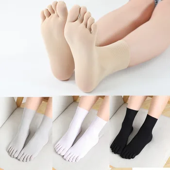 Unisex İçin İnce Ter Emici orta tüp Kadife Çorap Beş Parmak Katı Renk Çorap Nefes Japon Split Ayak Çorap