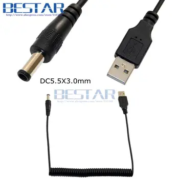 USB DC Streç Bahar Güç şarj kablosu 1 m 3ft 5 V 2A DC 3.8*1.4 mm 4.0*1.7 mm 4.7*1.7 mm 5.5 * 2.1 mm 5.5 * 2.5 mm 5.5 * 3.0 mm