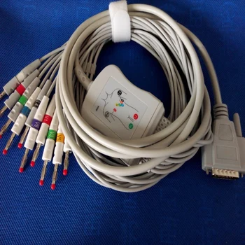 Uyumlu Nihon Kohden İçin ECG-1250, ECG - 1350 EKG EKG Kablosu ile kurşun tel 10 açar Tıbbi EKG Kablo 4.0 Muz Son AHA, TPU