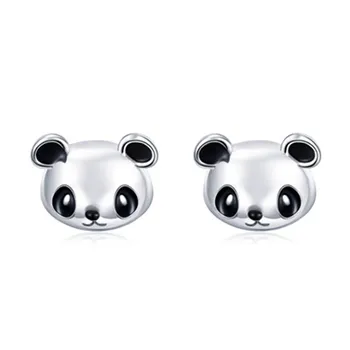 WOSTU Orijinal Marka 100 %925 Ayar Gümüş Güzel Panda Saplama Küpe Kadınlar Için moda takı Hediye Dropship FIE386