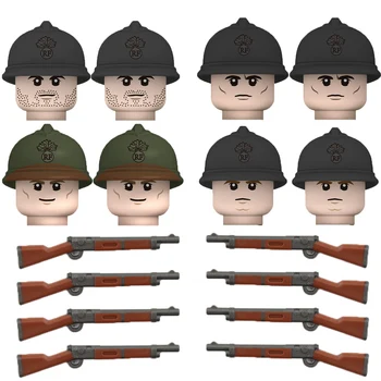 WW2 Fransa Fransız Ordusu Asker Figürleri Yapı Taşları Askeri Silahlar Lebel1886 Silahlar Kask Mini Tuğla Oyuncaklar Çocuk Hediye için