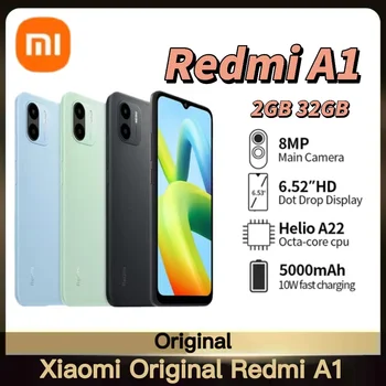 Xiaomi Redmi A1 Küresel Sürüm 2GB 32GB Helio A22 Dört Çekirdekli Akıllı Telefon 8MP Çift Kameralı Cep Telefonu 5000mAh Pil Android 12
