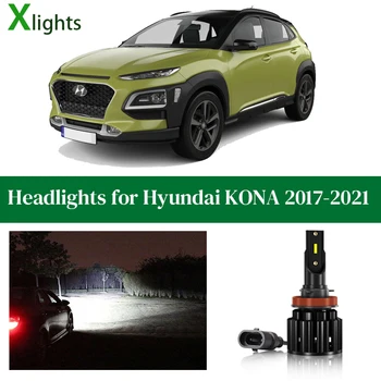 Xlights Hyundai KONA 2017 İçin 2018 2019 2020 2021 LED far ampulü Düşük Yüksek huzmeli far 12V Far Otomatik ışık Aksesuarları