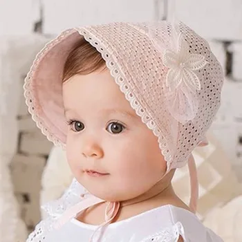 Yaz Bebek Kız Kap Tatlı Güzel Sevimli Prenses Hollow Out Şapka Moda Çocuk Çocuklar Pembe Beyaz Dantel Çiçek Kapaklar 0-12M