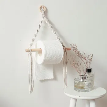 Yeni Ahşap Tuvalet rulo kağıt havlu tutucu Goblen Duvar Asılı Odası Boho Dekor Banyo havlu dispenseri Mutfak Banyo İçin