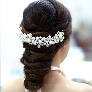 Yeni Kore Beyaz İnci Kristal Gelin Headdress El düğün elbisesi Kafa Bandı Aksesuarları Gelin saç takı İnci Kafa Bandı