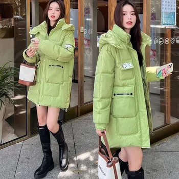Yeni Kış kadın Sıcak Aşağı Pamuk Ceket Uzun kapüşonlu parka Palto Kadın Kore Gevşek Kapitone Ceket Rahat Pamuklu Giysiler