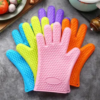 Çift Katmanlı fırın eldivenleri Isıya Dayanıklı fırın eldivenleri Silikon ve Pamuklu Mutfak eldivenleri Esnek fırın Eldiveni Mikrodalga
