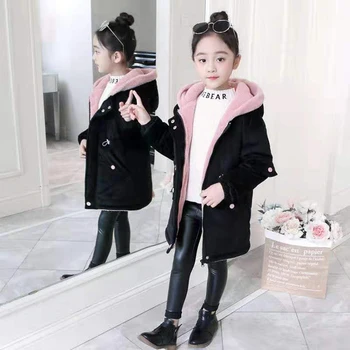 Çocuk Kız Parkas 2019 Çocuk kışlık ceketler Parka Kız Sıcak Kapşonlu Uzun Kollu Giyim 3 4 6 8 10 12 Yıl Kız Ceket