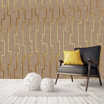 Özel Fotoğraf Duvar Kağıdı 3D Kabartmalı Soyut Geometrik Altın Çizgili Duvar Modern Oturma Odası Kanepe TV Arka Plan Duvar Sanatı Boyama