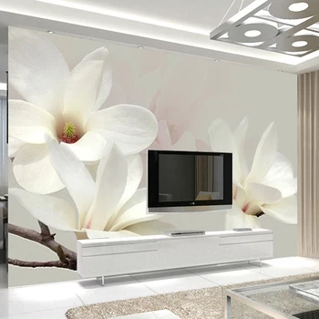 Özel Fotoğraf Duvar Kağıdı Modern Moda zambak çiçeği 3D Beyaz Manolya Çiçek duvar tablosu Oturma Odası TV Arka Plan Posteri